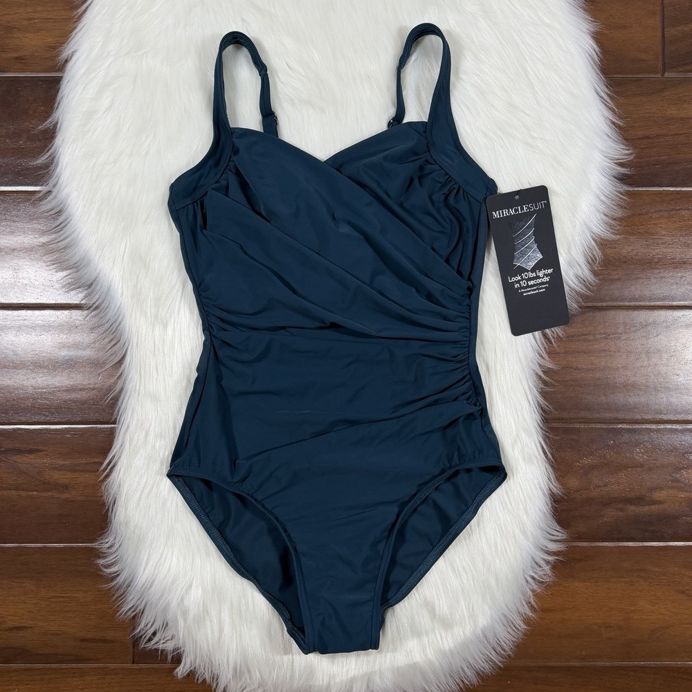 Miraclesuit Women's Size 10 Dark Teal Sanibel One Piece Swimsuit